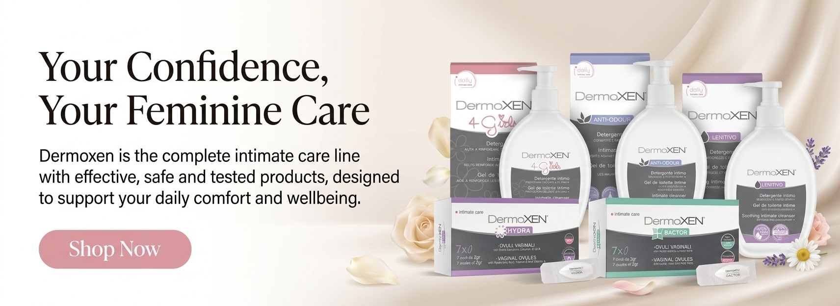 DermoXEN — complete intimate care line. Safe, tested, dermatologist-designed. Shop feminine care.
